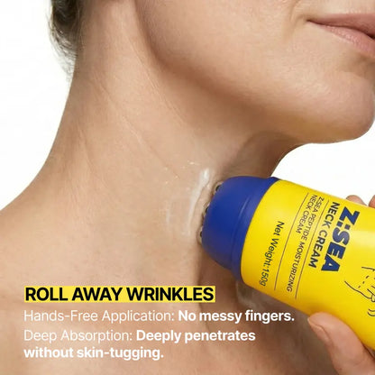 Neck Firming Cream with Roller, Tightening and Lifting Neck & Chest Cream for Crepey Skin, Anti Aging Wrinkle Moisturizer.